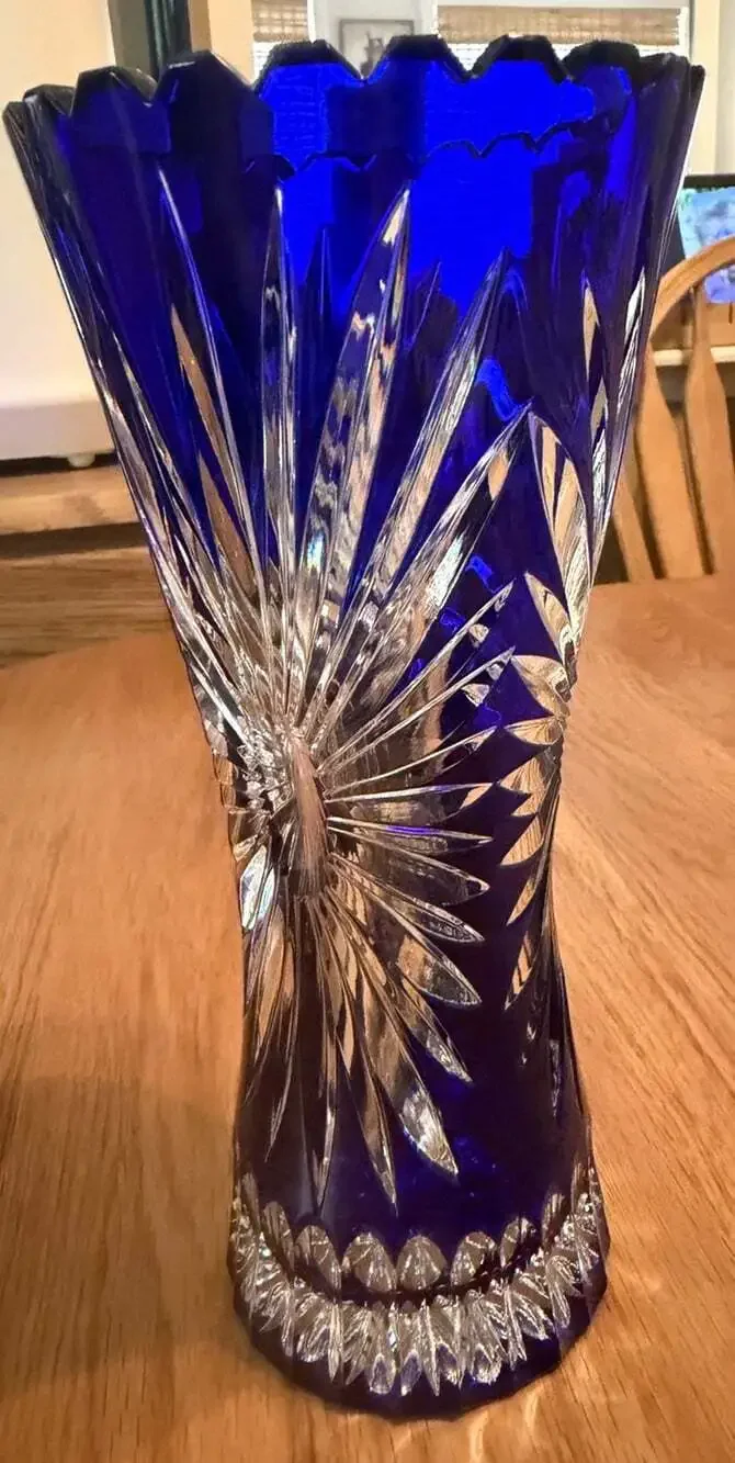 Bohemian Crystal Vase 8.25